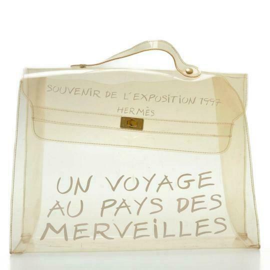 Hermès Kelly L Souvenir De L'exposition Transparent White Vinyl Satchel