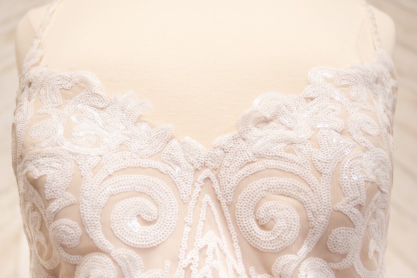 NEW Cocomelody Linda Mermaid Court Train Sequined Lace Wedding Dress Sz 14