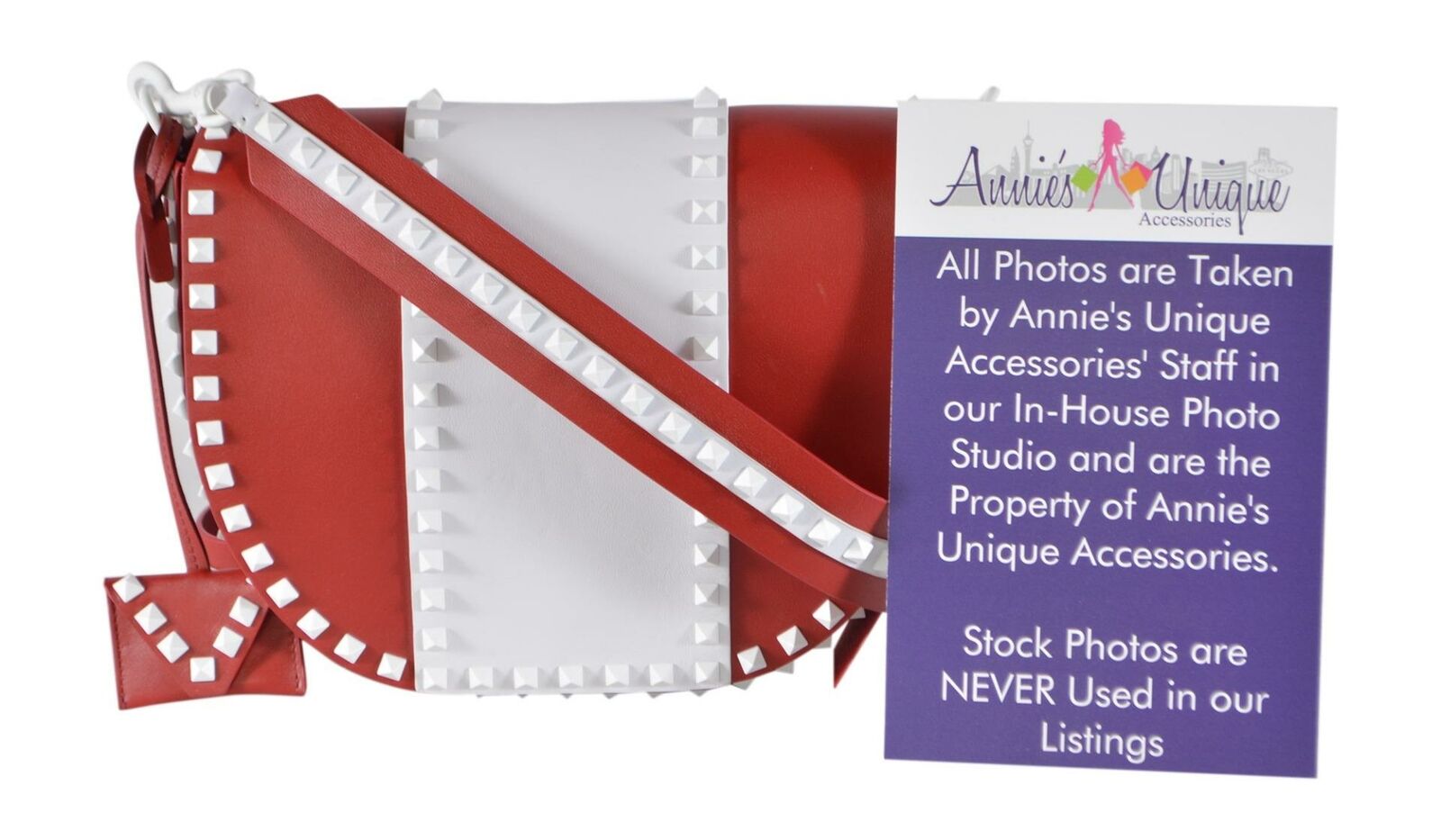 Valentino Garavani Free Rockstud Red White Medium Purse Shoulder Bag