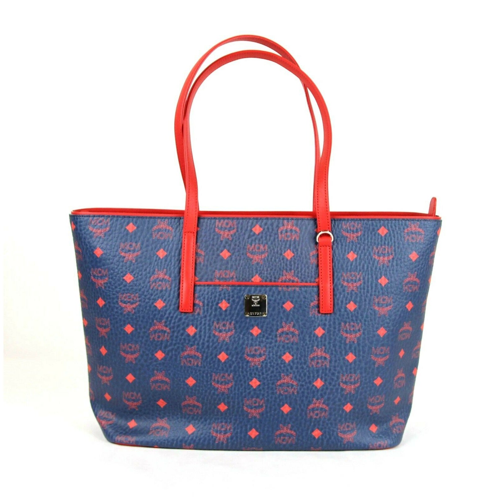 MCM Deep Blue Sea Coated Canvas Medium Shopper Tote