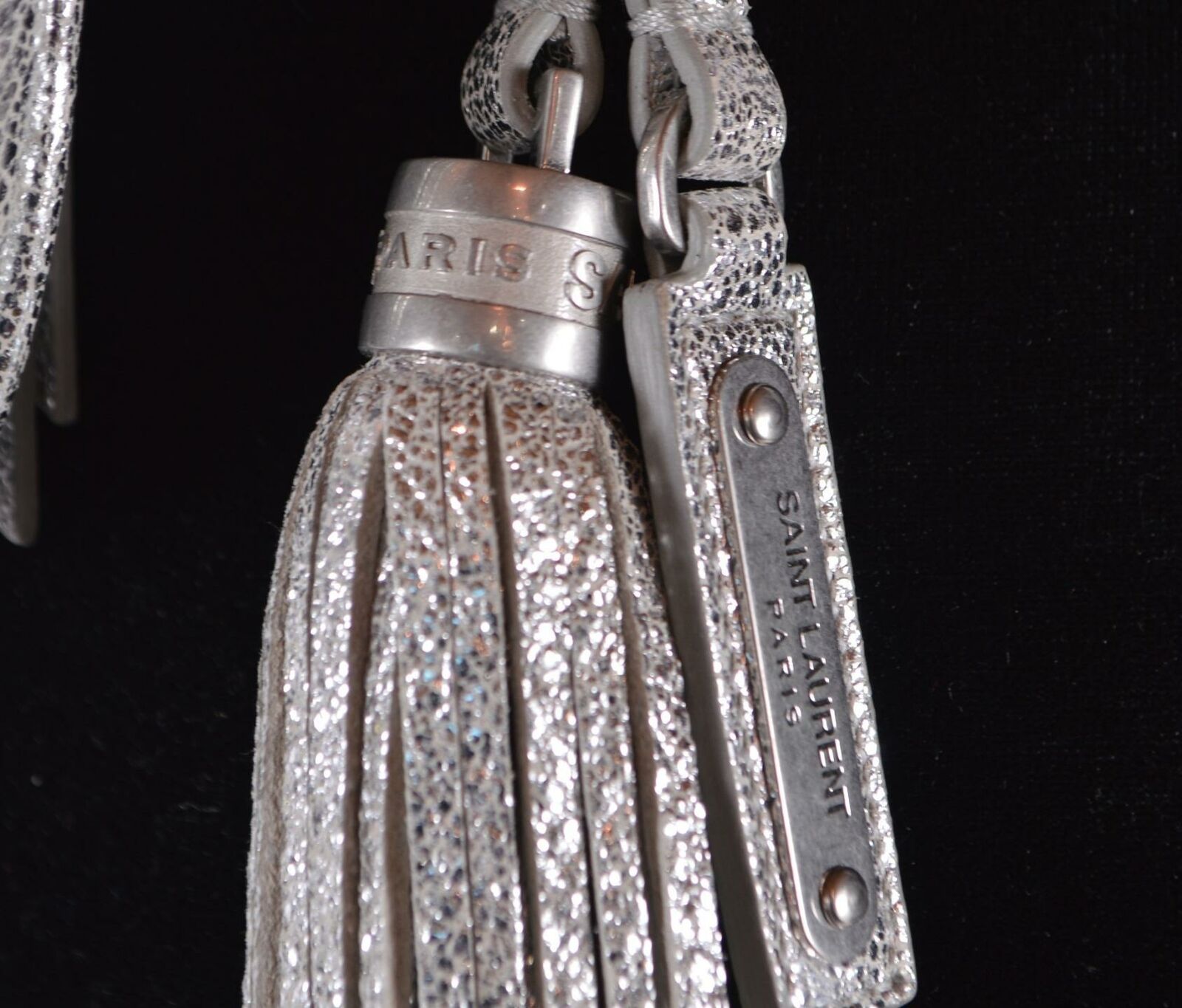 Saint Laurent YSL Silver Leather LOU Belt Bag Fanny Pack Purse