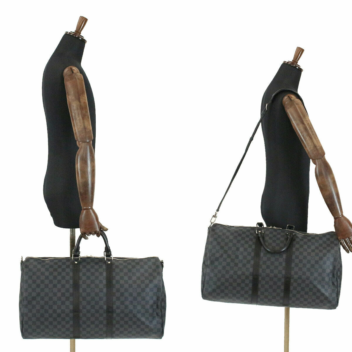 LOUIS VUITTON Damier Graphite Keepall Bandouliere 55 Duffel Bag N41413