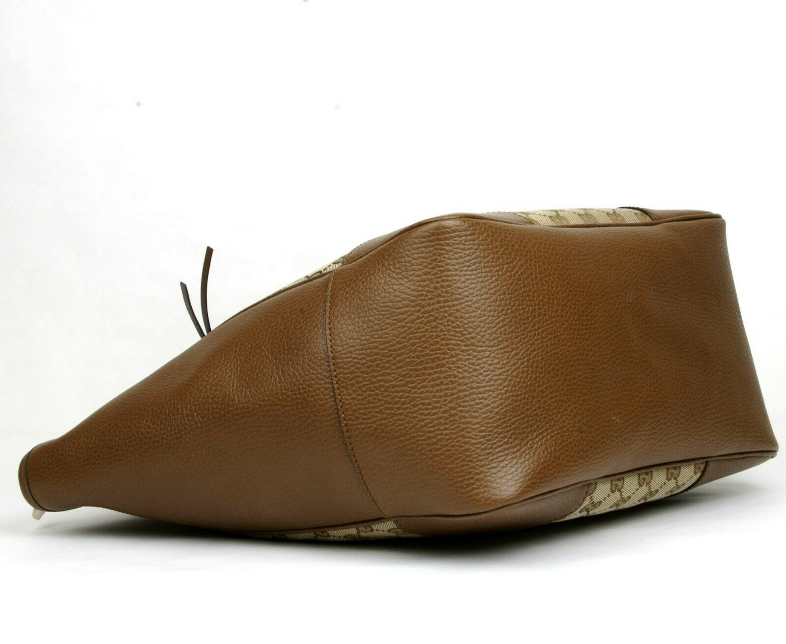 Gucci Large Bree Beige/Ebony GG Canvas Leather Tote Bag w/charm