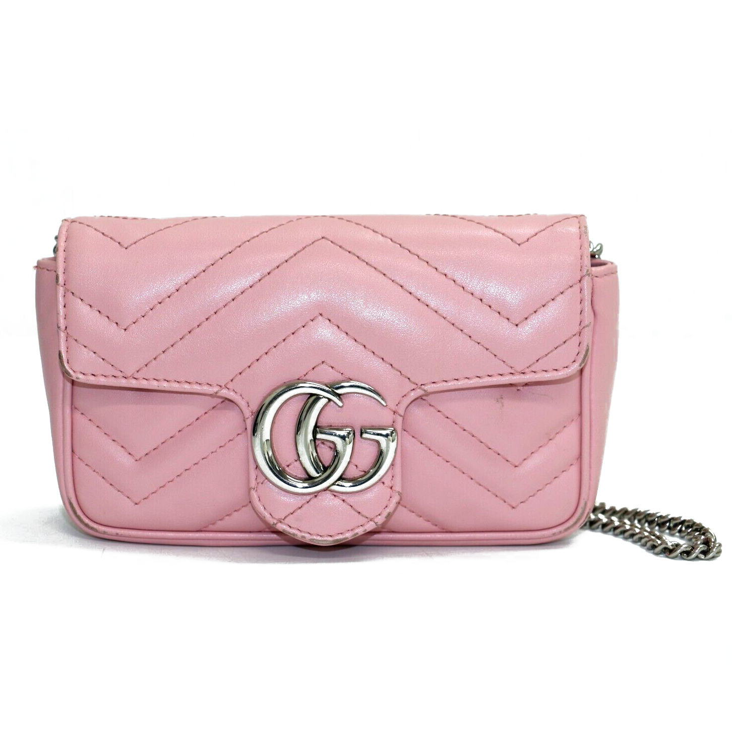 PREORDER Gucci Calfskin Matelasse Super Mini GG Marmont Shoulder Bag Wild Rose