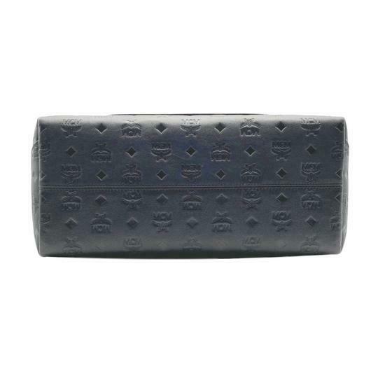 MCM Klara Medium Monogram Shopper Black Leather Tote