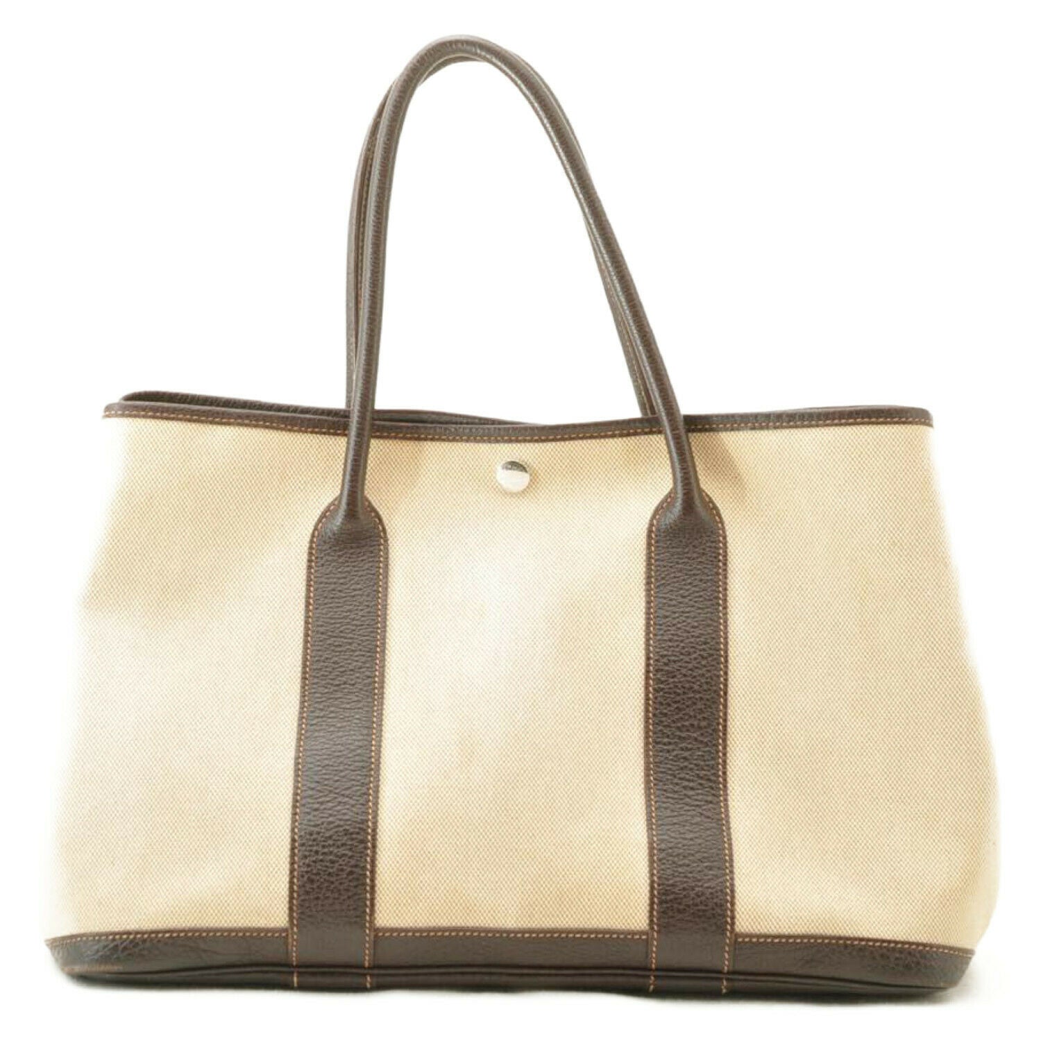 HERMES Canvas Garden Party PM Tote Bag White