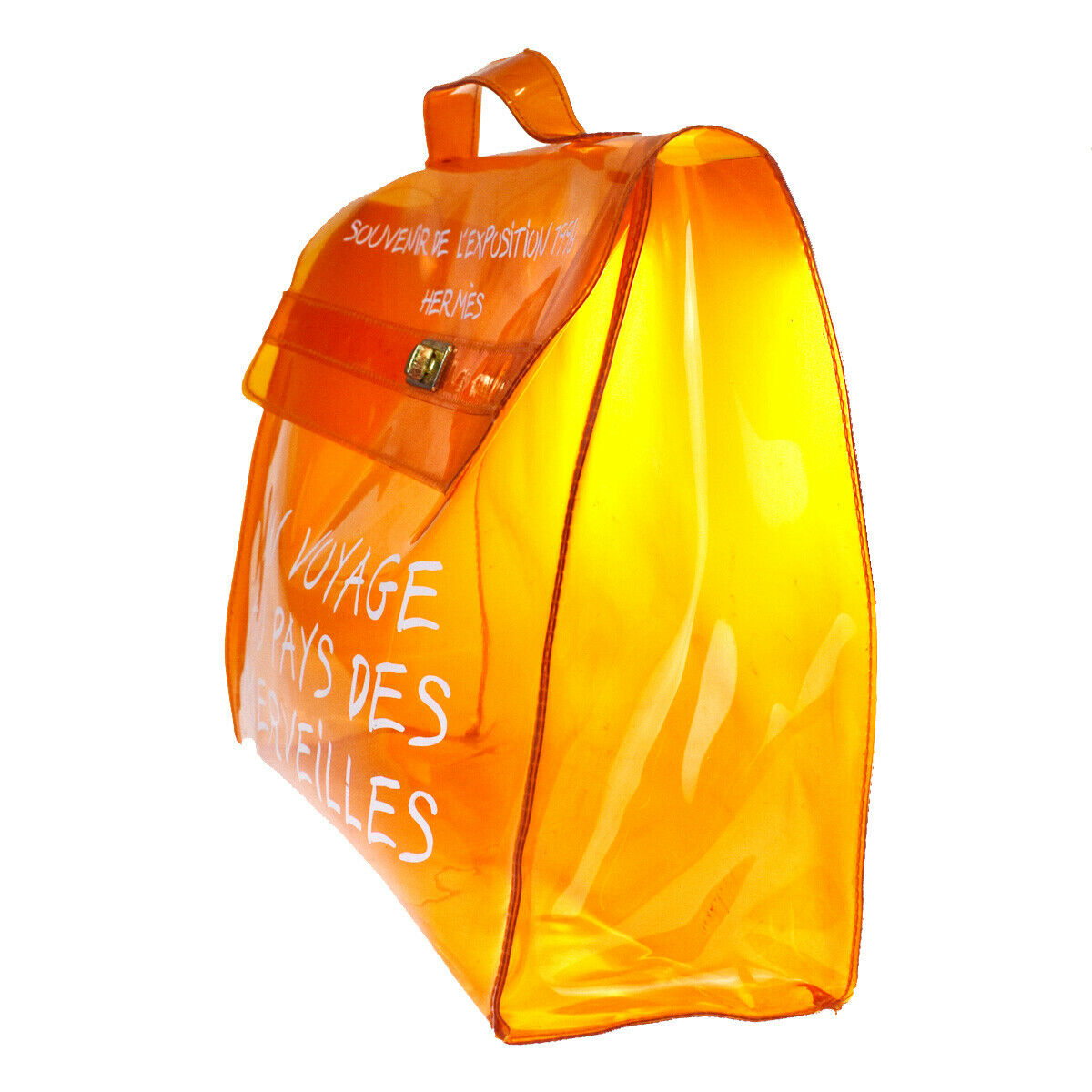 HERMES Vinyl Kelly 40 Hand Beach Bag SOUVENIR DE L'EXPOSITION 1998
