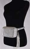 Saint Laurent YSL Silver Leather LOU Belt Bag Fanny Pack Purse
