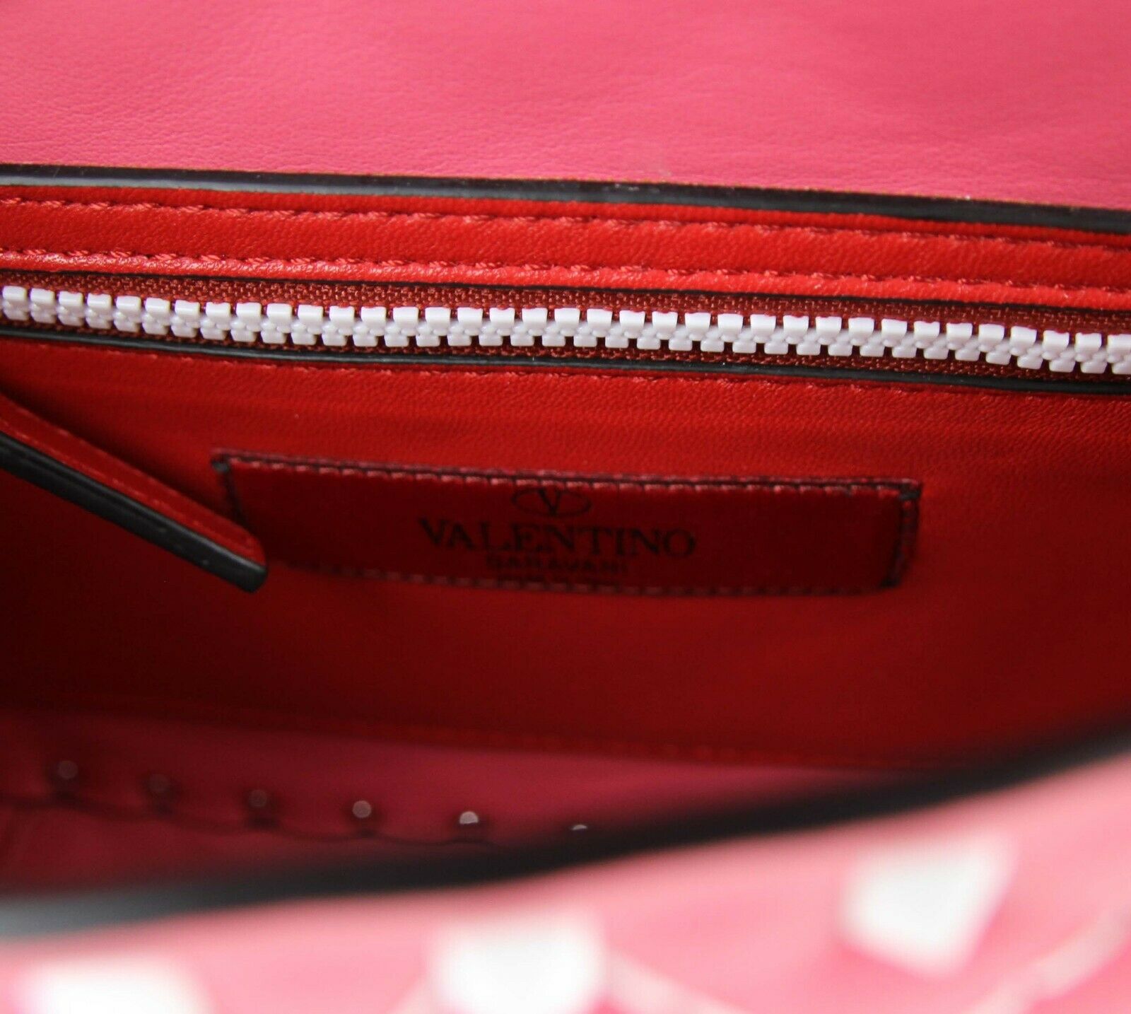 Valentino Rockstud Pink White Quilted Leather Chain Handbag