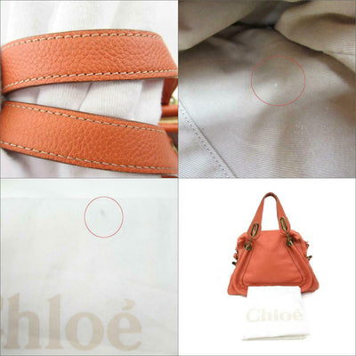Chloe Paraty 2way shoulder hand bag leather Orange