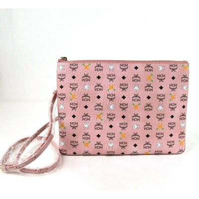 MCM Soft Pink Coated Canvas Medium Crossbody Bag w/Pouch