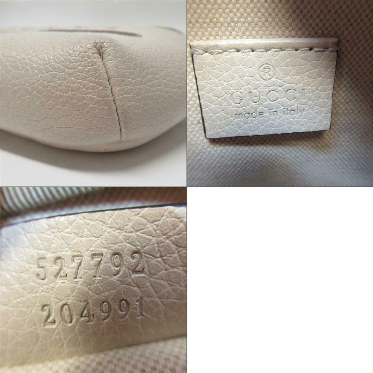 GUCCI Print Small Shoulder Belt Bag White Leather Logo