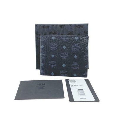 MCM Black Small Flap Bifold Canvas Claus Bi-fold Wallet