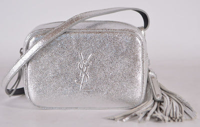 Saint Laurent YSL Silver Leather LOU Belt Bag Fanny Pack Purse