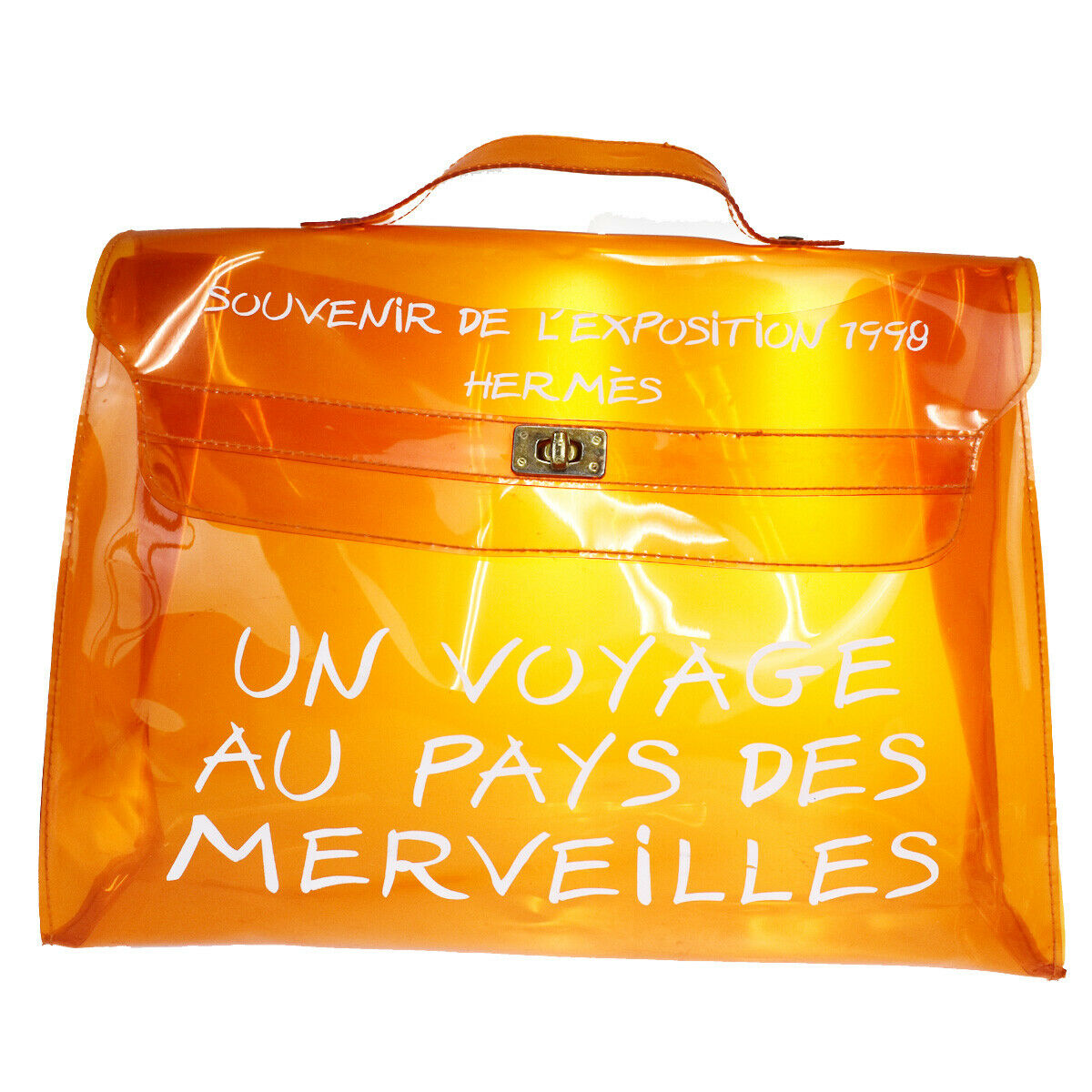 HERMES Vinyl Kelly 40 Hand Beach Bag SOUVENIR DE L