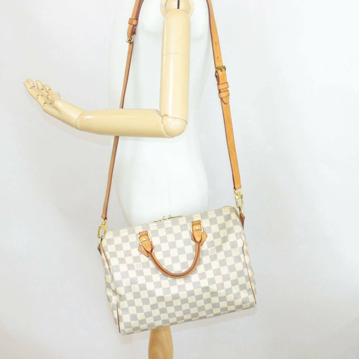 Louis Vuitton Damier Azur Speedy Bandouliere 30 Handbag Shoulder Bag N