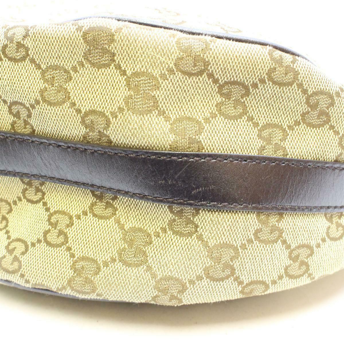 GUCCI One shoulder bag 232962 Leather GG canvas Beige Brown Dark brown