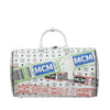 MCM Unisex White Visetos Flight Print Travel Boston Bag Duffle