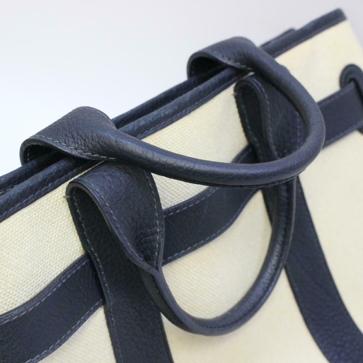 HERMES Petite Sunture PM Tote Hand Bag Canvas Leather Ivory