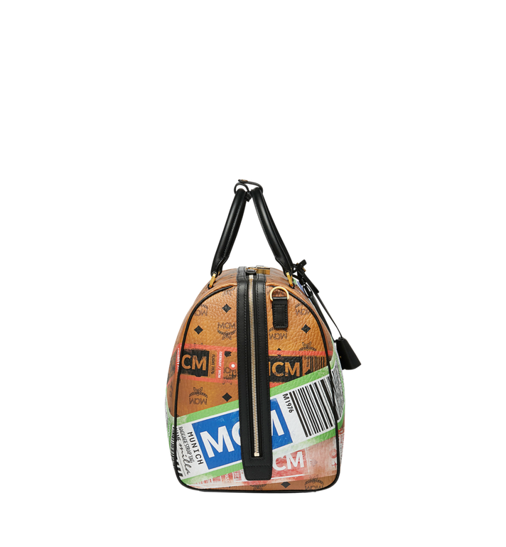 MCM Unisex Brown Cognac Visetos Flight Travel Boston Bag Duffle