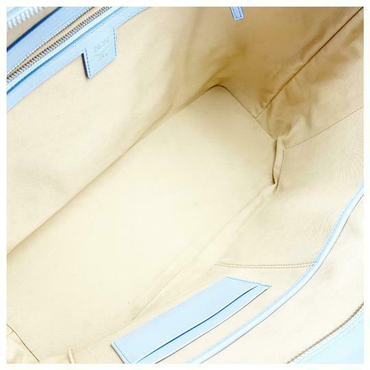 MCM Medium Anya Shopper Pastel Blue Leather Tote