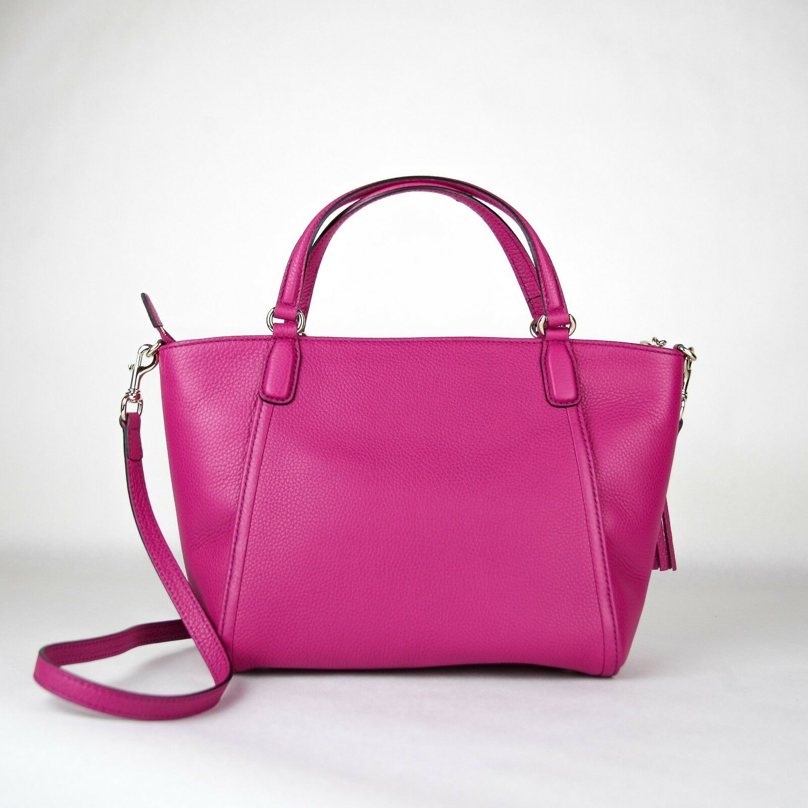 Gucci Pebbled Calfskin Small Soho Top Handle Bag Bright Bougainvillea