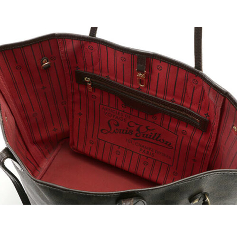 Louis Vuitton Neverfull Damier Ebene Mm Brown Canvas Tote