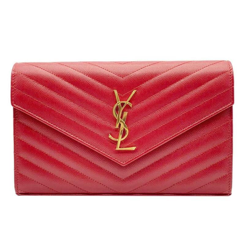 Saint Laurent Chain Wallet Medium Monogram New Red Leather Cross Body Bag