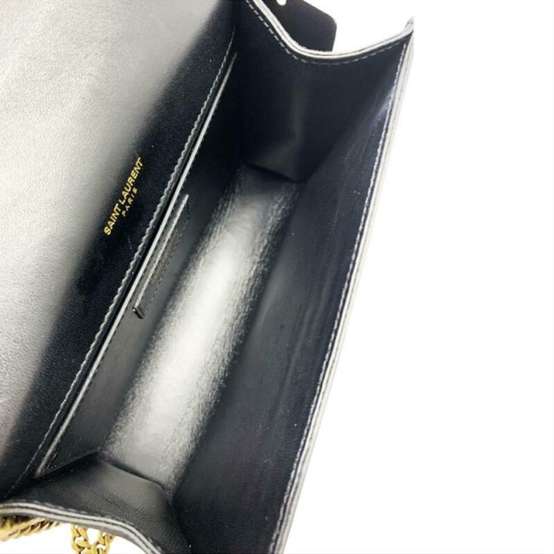 Saint Laurent Monogram Kate New Small Monogram Gold Black Suede Leather