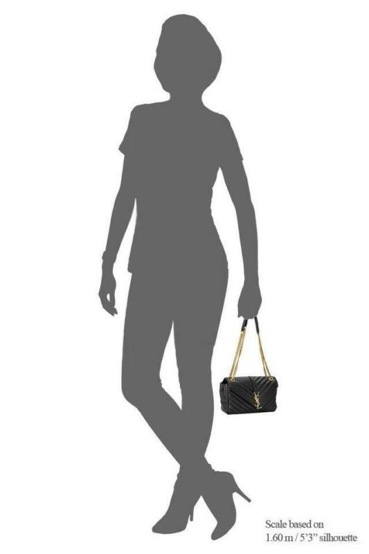 Saint Laurent Monogram Collège Medium Envelope Chain Black Leather Shoulder Bag