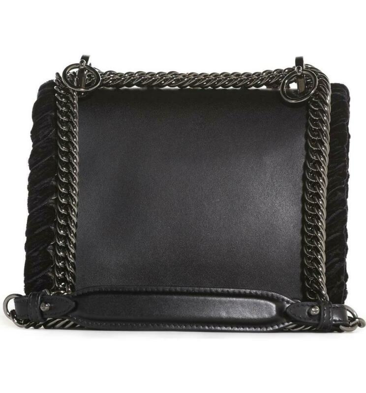 Fendi Mini Kan Beaded Flowers Calfskin Shoulder Black Leather Cross Body Bag