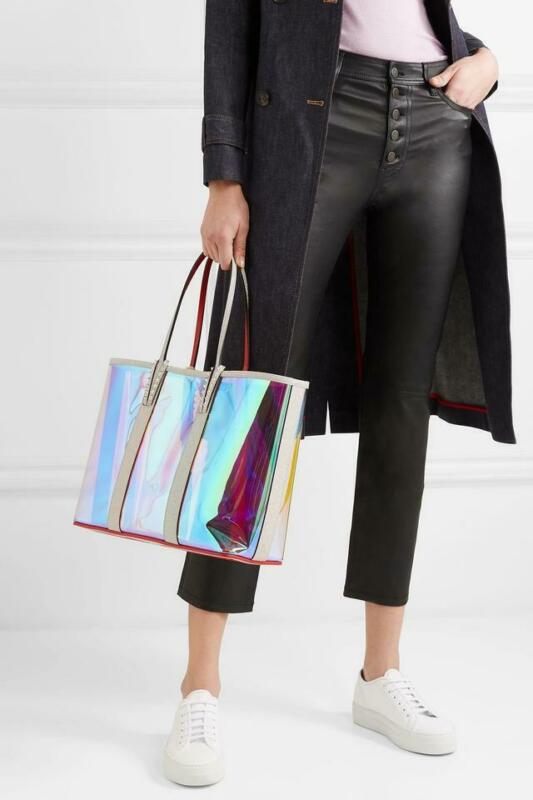 Christian Louboutin Cabata Transparent Glitter Sunset Silver Pvc Tote
