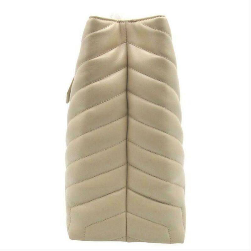 Saint Laurent Monogram Loulou Large Poudre Quilted Matelasse Chain Shopper Beige