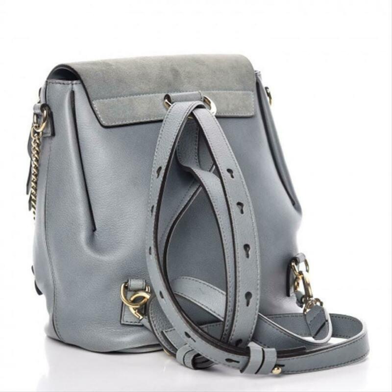 blue mini faye backpack Chloe Suede Calfskin Cloudy 1807231 FASHIONPHILE tone hardware Arriving in a dreamy slate-blue