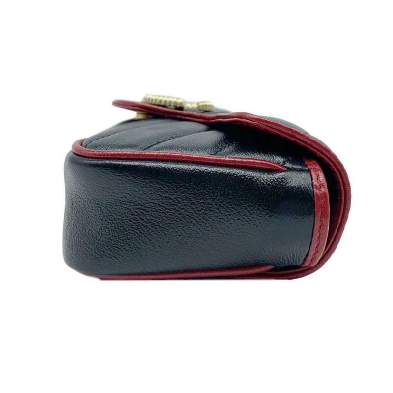 Gucci GG Shoulder Marmont Super Mini Black Leather Cross Body Bag