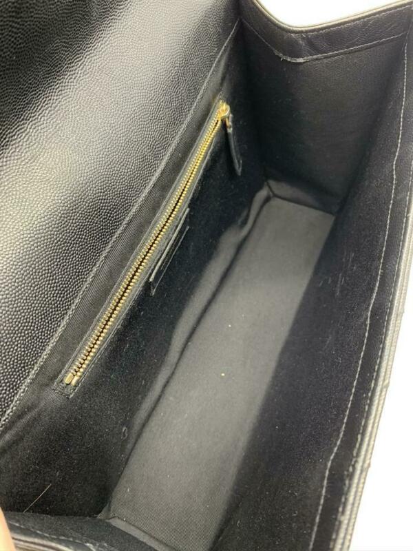 Saint Laurent Monogram Envelope Grained Calfskin Matelasse Chevron Large Black