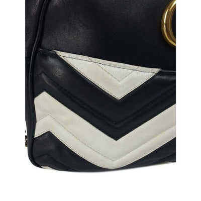 Gucci GG Chain Marmont Medium Zig Zag White Black Leather Shoulder Bag