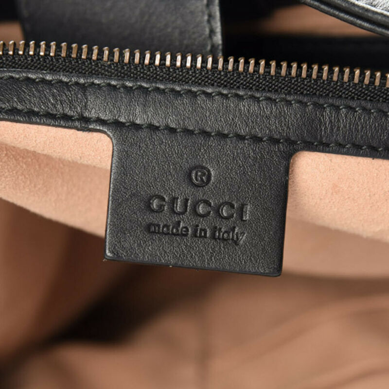 Gucci Marmont Gg Matelasse Black Calfskin Leather Shoulder Bag