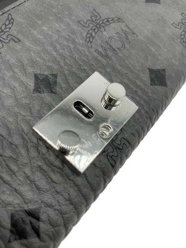 MCM Patricia Visetos Wallet On A Chain Black Leather Cross Body Bag