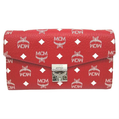 MCM Millie Visetos Wallet On A Chain Red Coated Canvas Cross Body Bag