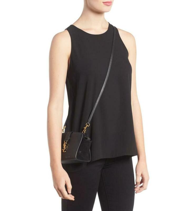 Saint Laurent Cabas Monogram Toy Suede Black Leather Cross Body Bag