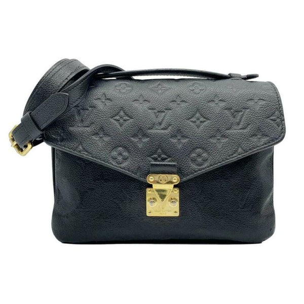 Louis Vuitton Black Noir Monogram Empreinte leather Pochette Metis Shoulder  Bag Schwarz Schultertasche