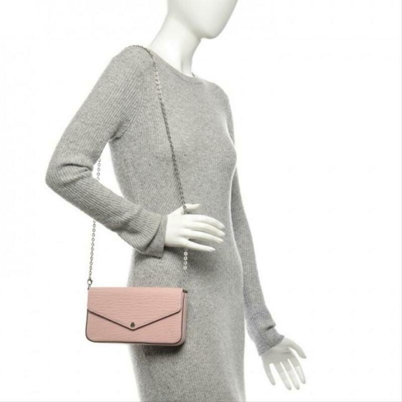 Louis Vuitton Pochette Felicie Rose Ballerine Chain Wallet Pink Epi Leather