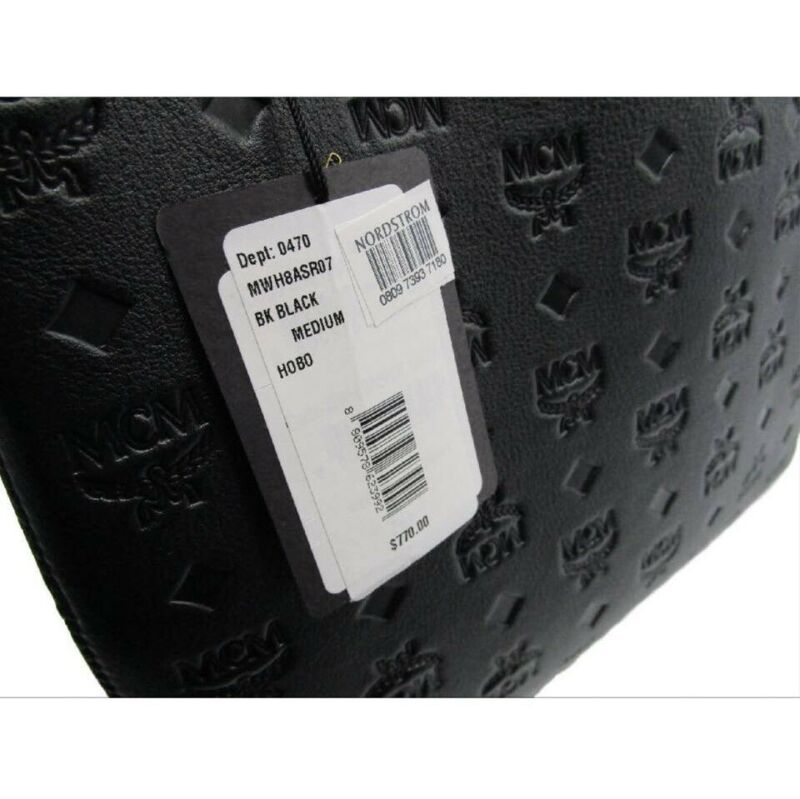 MCM Crossbody Hobo Bag Sara Convertible Shopper Black Leather Tote