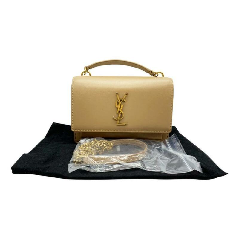 Saint Laurent Wallet on Chain Sunset Ysl Monogram Beige Leather Shoulder Bag