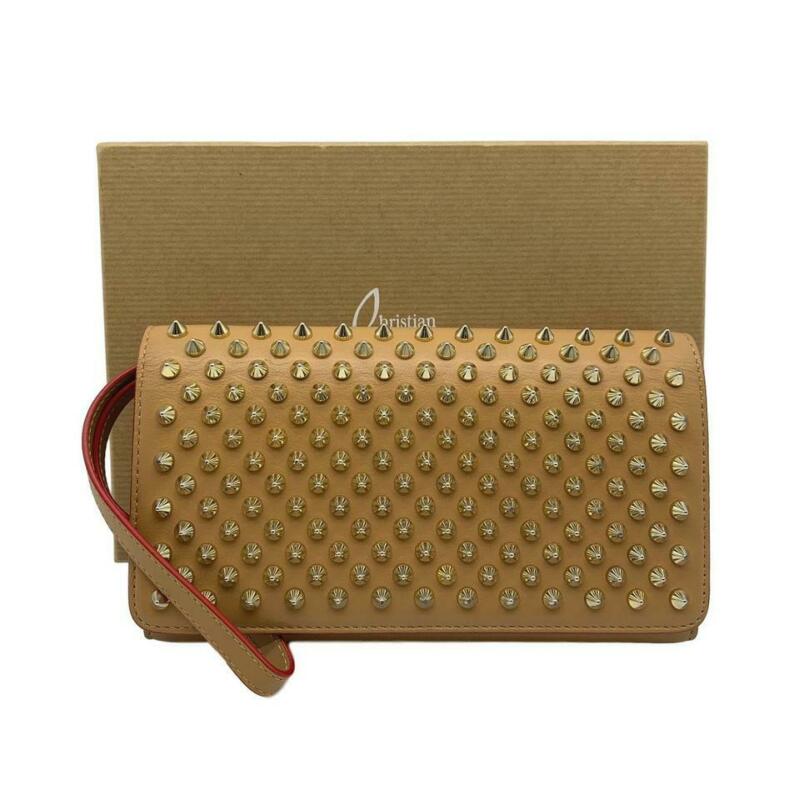 Christian Louboutin Macaron Spike Brown Leather Wristlet