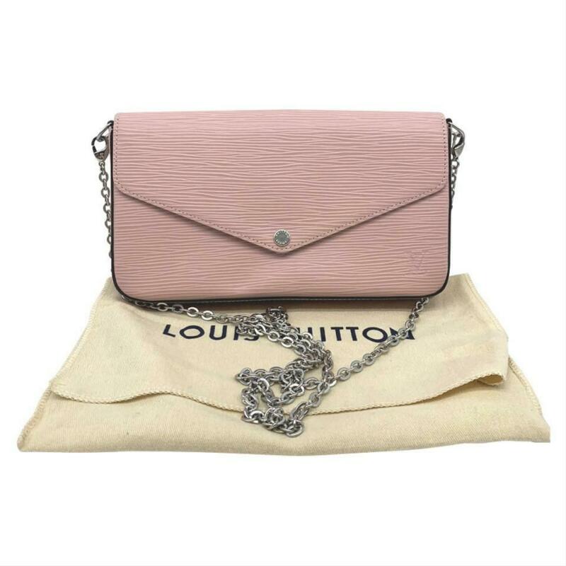 Louis Vuitton Pochette Felicie Rose Ballerine Chain Wallet Pink Epi Leather