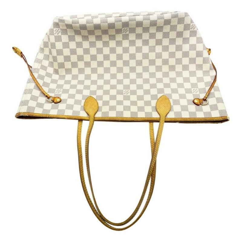 Louis Vuitton Neverfull Mm White Damier Azur Canvas Tote