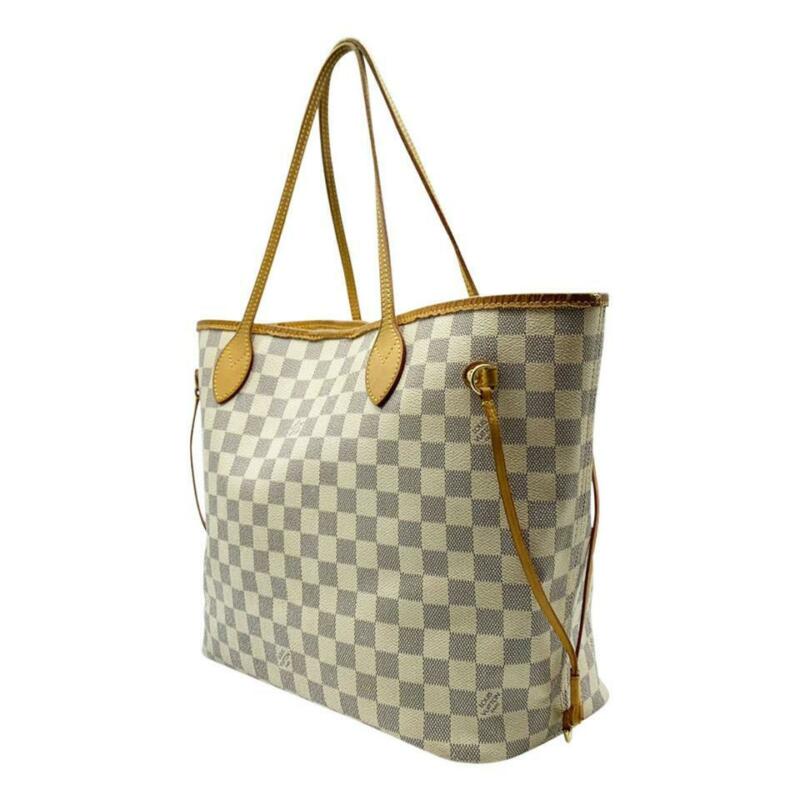 Louis Vuitton Neverfull Mm White Damier Azur Canvas Tote