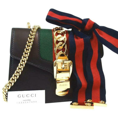 Gucci Shoulder Sylvie Chain Black Leather Cross Body Bag